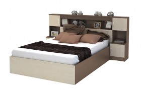 Кровать с прикроватным блоком КР 552 Спальня Basya (шимо темный/шимо светлый) в Боготоле - bogotol.katalogmebeli.com | фото 1
