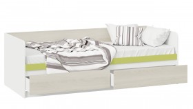 Кровать «Сканди» с 2 ящиками Дуб Гарден/Белый/Зеленый в Боготоле - bogotol.katalogmebeli.com | фото 2