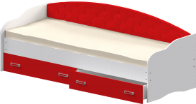 Кровать Софа-7 с мягкой спинкой (800х1900) Белый/Красный в Боготоле - bogotol.katalogmebeli.com | фото