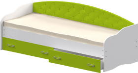 Кровать Софа-7 с мягкой спинкой (800х1900) Белый/Лайм в Боготоле - bogotol.katalogmebeli.com | фото