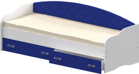 Кровать Софа-7 с мягкой спинкой (800х1900) Белый/Синий в Боготоле - bogotol.katalogmebeli.com | фото