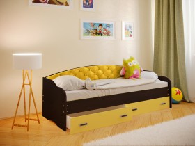 Кровать Софа-7 с мягкой спинкой (800х1900) Венге/Желтый в Боготоле - bogotol.katalogmebeli.com | фото