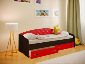 Кровать Софа-7 с мягкой спинкой (800х1900) Венге/Красный в Боготоле - bogotol.katalogmebeli.com | фото