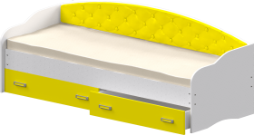 Кровать Софа-7 с мягкой спинкой (800х2000) Белый/Желтый в Боготоле - bogotol.katalogmebeli.com | фото