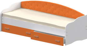 Кровать Софа-7 с мягкой спинкой (800х2000) Белый/Оранжевый в Боготоле - bogotol.katalogmebeli.com | фото 1