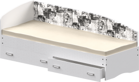 Кровать Софа-9 с мягкой спинкой с рисунком Милана (900х1900) Белый в Боготоле - bogotol.katalogmebeli.com | фото