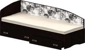 Кровать Софа-9 с мягкой спинкой с рисунком Милана (900х1900) Венге в Боготоле - bogotol.katalogmebeli.com | фото