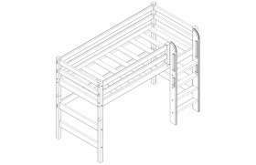 Кровать Соня вариант 5 полувысокая с прямой лестницей белый полупрозрачный в Боготоле - bogotol.katalogmebeli.com | фото 3