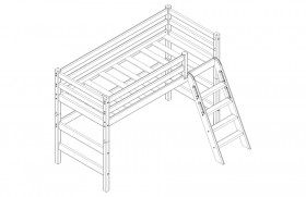 Кровать Соня вариант 6 полувысокая с наклонной лестницей Белый полупрозрачный в Боготоле - bogotol.katalogmebeli.com | фото 3
