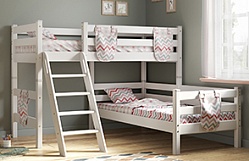 Кровать Соня вариант 8 угловая с наклонной лестницей Белый полупрозрачный в Боготоле - bogotol.katalogmebeli.com | фото