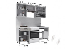 Кухня Салли 2.0 м с окапом (белый/сандал белый, серый/26 мм/дуб вотан) в Боготоле - bogotol.katalogmebeli.com | фото 3