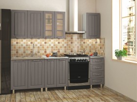 Кухонный гарнитур 1,8м Луксор высокие модули (Клен серый/корпус белый) в Боготоле - bogotol.katalogmebeli.com | фото