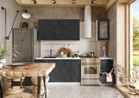 Кухонный гарнитур Нувель 1800мм белый/бетон черный в Боготоле - bogotol.katalogmebeli.com | фото
