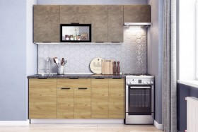 Кухонный гарнитур Стоун 2.2 (белый/камень темно-серый/акация светлая) в Боготоле - bogotol.katalogmebeli.com | фото