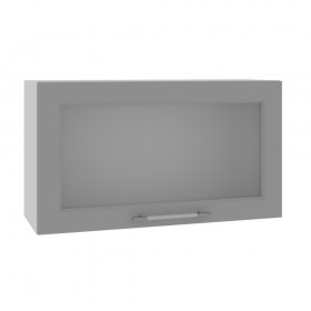 Квадро ВПГС 800 шкаф верхний горизонтальный со стеклом высокий (Железо/корпус Серый) в Боготоле - bogotol.katalogmebeli.com | фото