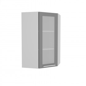 Квадро ВПУС 550 шкаф верхний угловой со стеклом высокий (Железо/корпус Серый) в Боготоле - bogotol.katalogmebeli.com | фото