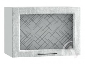 Либерти Шкаф верхний горизонтальный со стеклом ШВГС 609 (Холст грей/корпус белый) в Боготоле - bogotol.katalogmebeli.com | фото