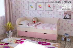 Мальвина Кровать детская 2 ящика 1.8 Розовыйй глянец в Боготоле - bogotol.katalogmebeli.com | фото 1