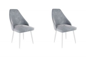 Набор стульев Милан 2 шт (серый велюр/белый) в Боготоле - bogotol.katalogmebeli.com | фото 1