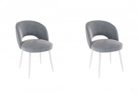 Набор стульев Моли 2 шт (серый велюр/белый) в Боготоле - bogotol.katalogmebeli.com | фото 1
