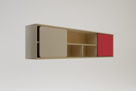 Полка между шкафами 1660 Бэрри (Бежевый/Красный/корпус Клен) в Боготоле - bogotol.katalogmebeli.com | фото