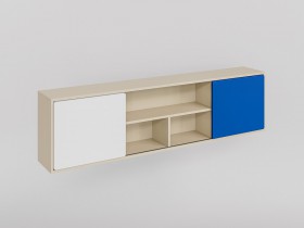 Полка между шкафами 1660 Скай (Синий/Белый/корпус Клен) в Боготоле - bogotol.katalogmebeli.com | фото