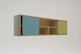 Полка между шкафами 1660 Смайли (Голубой/Зеленый/корпус Клен) в Боготоле - bogotol.katalogmebeli.com | фото