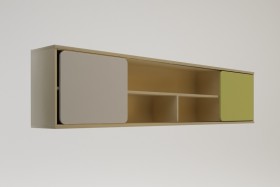 Полка между шкафами 1960 Эппл (Зеленый/Белый/корпус Клен) в Боготоле - bogotol.katalogmebeli.com | фото 2