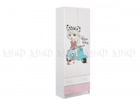 Шкаф 2-х створчатый Fashion-1 Вега (Белый/Розовый) в Боготоле - bogotol.katalogmebeli.com | фото