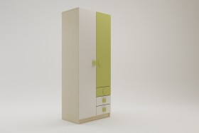 Шкаф 2-х створчатый с ящиками Эппл (Зеленый/Белый/корпус Клен) в Боготоле - bogotol.katalogmebeli.com | фото 2