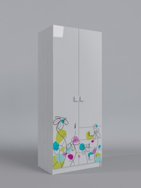 Шкаф 2-х створчатый с ящиками Флёр (Белый/корпус Выбеленное дерево) в Боготоле - bogotol.katalogmebeli.com | фото