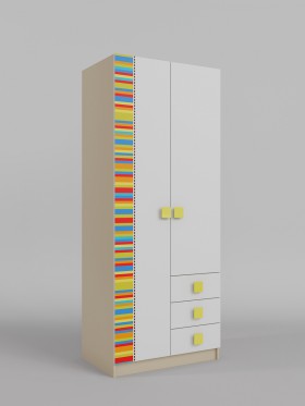 Шкаф 2-х створчатый с ящиками Клаксон без машинок (Белый/корпус Клен) в Боготоле - bogotol.katalogmebeli.com | фото
