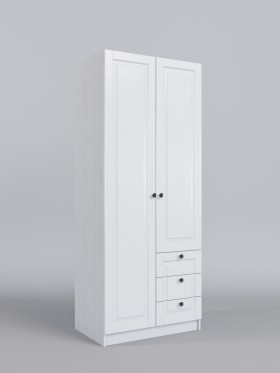 Шкаф 2-х створчатый с ящиками Классика (Белый/корпус Выбеленное дерево) в Боготоле - bogotol.katalogmebeli.com | фото