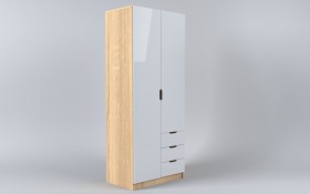 Шкаф 2-х створчатый с ящиками Лофт (Белый/корпус Дуб Сонома) в Боготоле - bogotol.katalogmebeli.com | фото 1