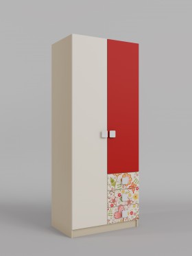 Шкаф 2-х створчатый с ящиками Ретвит (Бежевый/Красный/корпус Клен) в Боготоле - bogotol.katalogmebeli.com | фото 1