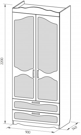 Шкаф 2-х створчатый с ящиками серии Иллюзия 02 Бежевый в Боготоле - bogotol.katalogmebeli.com | фото 2