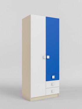 Шкаф 2-х створчатый с ящиками Скай (Синий/Белый/корпус Клен) в Боготоле - bogotol.katalogmebeli.com | фото