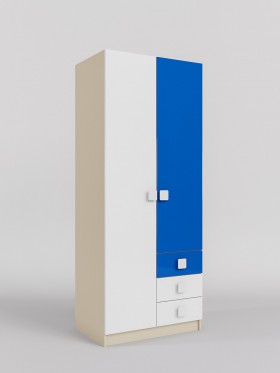 Шкаф 2-х створчатый с ящиками Скай люкс (Синий/Белый/корпус Клен) в Боготоле - bogotol.katalogmebeli.com | фото 1