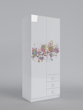 Шкаф с ящиками Совушки (Белый/Выбеленное дерево/2 створки) в Боготоле - bogotol.katalogmebeli.com | фото 1