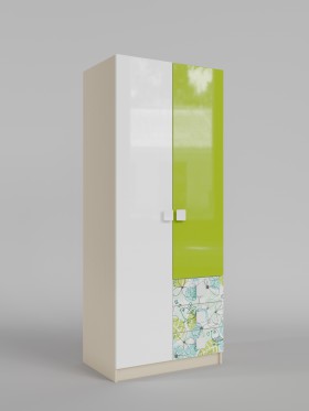 Шкаф 2-х створчатый с ящиками Твит (Белый/Зеленый/корпус Клен) в Боготоле - bogotol.katalogmebeli.com | фото 1