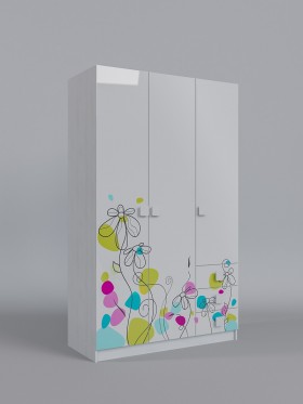 Шкаф 3-х створчатый с ящиками Флёр (Белый/корпус Выбеленное дерево) в Боготоле - bogotol.katalogmebeli.com | фото