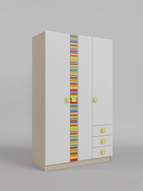 Шкаф 3-х створчатый с ящиками Клаксон без машинок (Белый/корпус Клен) в Боготоле - bogotol.katalogmebeli.com | фото