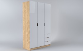 Шкаф 3-х створчатый с ящиками Лофт (Белый/корпус Дуб Сонома) в Боготоле - bogotol.katalogmebeli.com | фото