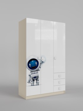 Шкаф 3-х створчатый с ящиками Санни (Белый/корпус Клен) в Боготоле - bogotol.katalogmebeli.com | фото