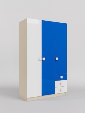 Шкаф 3-х створчатый с ящиками Скай люкс (Синий/Белый/корпус Клен) в Боготоле - bogotol.katalogmebeli.com | фото 1