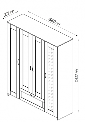 Шкаф четырехдверный Сириус с 1 зеркалом и 1 ящиком дуб венге в Боготоле - bogotol.katalogmebeli.com | фото 3