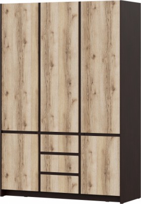 Модульная система "Прага" Шкаф для одежды трехстворчатый Дуб Венге/Дуб Делано в Боготоле - bogotol.katalogmebeli.com | фото
