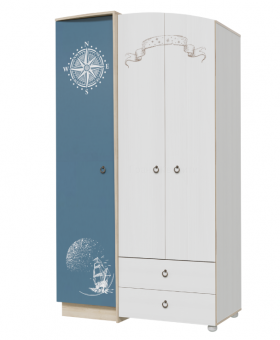 Шкаф для одежды Бриз 1200 Дуб ривьера/ Рамух белый/синий в Боготоле - bogotol.katalogmebeli.com | фото 1
