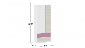 Шкаф для одежды комбинированный «Сканди» Дуб Гарден/Белый/Лиловый в Боготоле - bogotol.katalogmebeli.com | фото 5