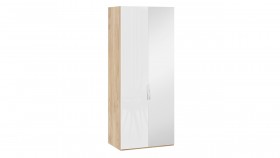Шкаф для одежды с 1 глухой и 1 зеркальной дверями правый «Эмбер» Яблоня Беллуно/Белый глянец в Боготоле - bogotol.katalogmebeli.com | фото